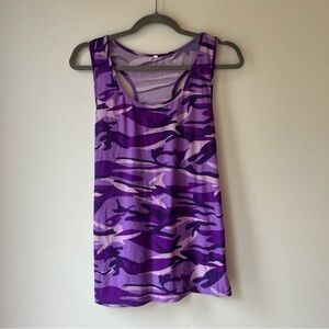 Purple Camo Racerback Tank Top Women’s Size L Cotton Blend Lightweight Gym